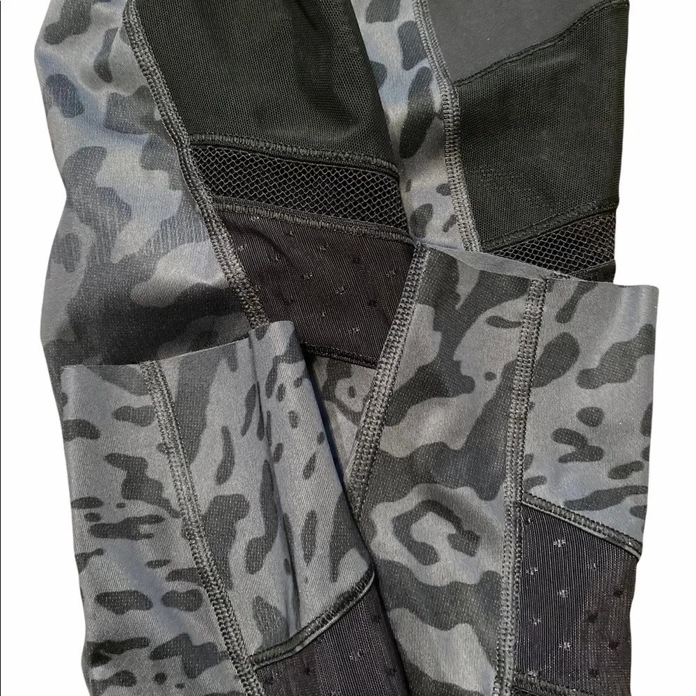 lululemon Black & Charcoal Animal Print Mesh Panel Leggings